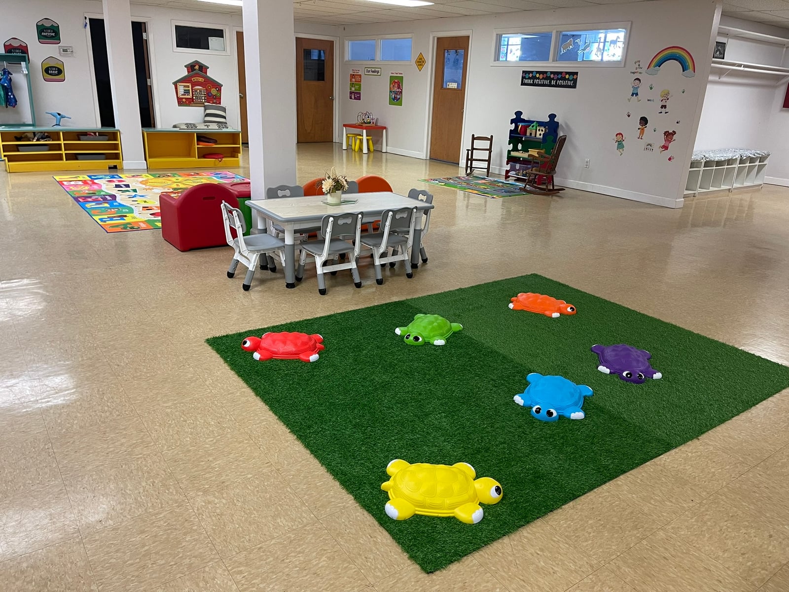 Classroom with a turtle rug at Futures Learning Center